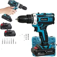 OEM Trapano avvitatore a percussione, mandrino autoserrante da 3/8", coppia massima fino a 38 Nm, cambio a 2 velocità, batteria agli ioni di litio da 1500 mAh, 25+1 posizioni di regolazione della frizione