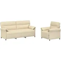 vidaXL Set di divani, 2 pezzi, colore crema, rivestimento in tessuto