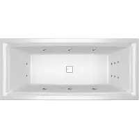 Riho Still Square Baignoires rectangulaires, version droite, avec système flow, à encastrer, avec garniture de vidage et de trop-plein, 2 places, blanc, B099020005, B099020005