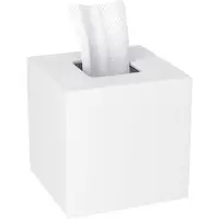 Sonstiges Contenitore per fazzoletti di carta, in acrilico, quadrato, con coperchio magnetico, bianco, 14x14x14 cm