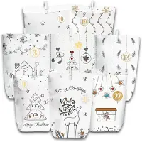 Sonstiges Set per creare un calendario dell'Avvento fai-da-te: 28 sacchetti di carta con adesivi numerati, graffette di legno e corda di iuta