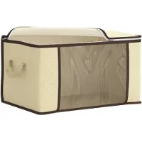vidaXL Contenitore con finestra laterale trasparente, color crema