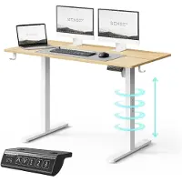 Sense7 NOJO LIGHT Scrivania regolabile in altezza Elettrica Stabile Ergonomica Per Gamer Casa-Ufficio MemorySystem 120 x 60 cm, portata 70kg Marrone chiaro Bianco