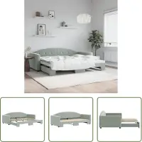 The Living Store letto da giorno allungabile grigio chiaro 90x200 cm in velluto