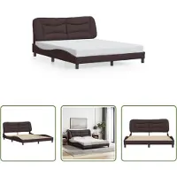 The Living Store Struttura letto con testiera in tessuto marrone scuro 160x200 cm