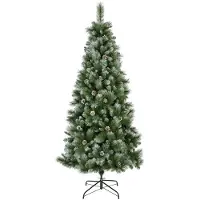 Kaemingk albero di Natale di pino smerigliato da 210 cm, pieghevole, aghi in PVC denso, con supporto