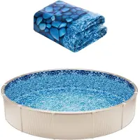 Vevor Liner per piscina rotondo , φ244x147 cm, liner vinilico sovrapposto, resistente all'usura, adatto a piscine fuori terra con altezza della parete di 137 cm