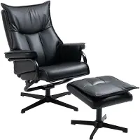 HOMCOM Poltrona relax con poggiapiedi, poltrona girevole, poltrona TV reclinabile