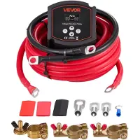 Vevor kit doppio relè staccabatteria, 12 V, 300 A, relè sensibile alla tensione VSR con voltmetro, schermo LCD, interruttore staccabatteria, compatibile con batterie al piombo, per UTV, ATV