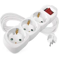 Emos Presa 3-fold con interruttore, cavo da 5 m, bianco, prese ruotate di 45°, 1,5 mm, presa multipla Schuko con blocco di sicurezza per bambini, IP20 per uso interno