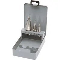 KRAFTWERK KRA 18000 Set di punte coniche a gradino, HSSE-Co5, 3 pz. Ø 4-12/4-20/4-30 mm