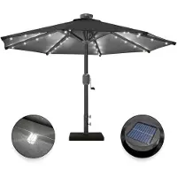 GGM Moebel International SUN MARINO | Ombrellone | Rotondo | Ø 300 cm | Nero | LED | Ombrellone a semisfera, ombrellone da mercato, ombrellone da giardino