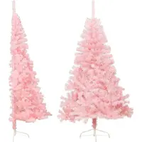 The Living Store Mezzo albero di Natale artificiale con supporto Rosa 180 cm PVC