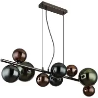 Globo Lampada a sospensione a LED, globi di vetro, grigio, 9 fiamme, H 120 cm