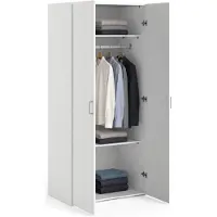 Dmora Guardaroba 2 Ante Danny 78x175.4h cm Bianco, Appendiabiti 2 Ante