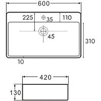 Stilform Lavabo Berlin nero opaco 60 x 42, realizzato in Vetroceramica di altissima qualità, per montaggio a parete o da appoggio con foro per rubinetto