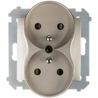 Kontakt-Simon SIMON 54 Doppia presa GOLDEN MAT IP20 con copertura di fissaggio a terra