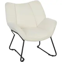 HOMCOM Poltrona da salotto , con rivestimento effetto sherpa, braccioli bianchi