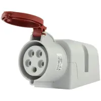 Pawbol Presa a muro CEE 32A 5 poli corrente forte con coperchio Rosso IP44 400V 6h