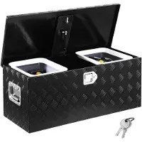 Vevor Cassetta Portautensili in Alluminio per Cassone di Camion, con Ripiano Scorrevole, Maniglia Laterale, Serratura e Chiavi, per Rimorchio, Struttura 899 x 370 x 370 mm Colore Nero
