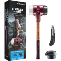 HALDER SIMPLEX-Plusbox starter kit, mazza SIMPLEX soft-face D80, in gomma/superplastica, con alloggiamento in ghisa malleabile e un inserto a percussione in gomma con supporto e coltello da taglio | 3027s028