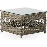 Casa Padrino Luxury Garden Table Antique Grey 60 x 60 x H. 42 cm - Tavolino da giardino e patio resistente alle intemperie con piano in vetro - Mobili da giardino e patio moderni - Collezione Luxury