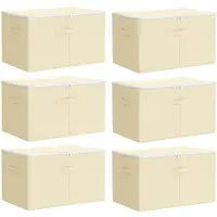 vidaXL Contenitore portaoggetti, confezione da 6 pezzi, tessuto non tessuto, 55 x 35 x 32 cm, 61,6 L, color crema