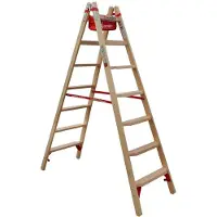 Euroline Scala a pioli in legno con gradini Comfort e ripiano porta attrezzi, 2x7 gradini