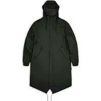 Rains - Giacca lunga impermeabile e antivento - Fishtail Parka W3 Green per Uomo - Taglia XS - Verde