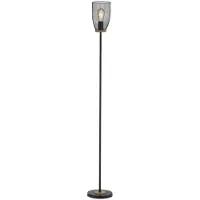 JUST LIGHT Lampada da terra TAMIS in materiali misti, con interruttore a pedale in legno naturale; ideale per ambienti abitativi quali soggiorno, camera da letto, sala da pranzo, studio e corridoio