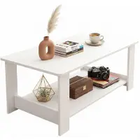 Rexo Tavolino da caffè bianco moderno con ripiano Salotto Loft Grande 100 cm