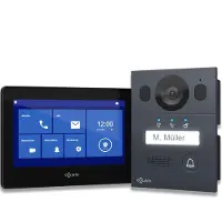Goliath Videocitofono di base, bus a 2 fili, monitor da 7", campanello da incasso con telecamera, citofono con apriporta e campanello, casa monofamiliare, plug & play, app per smartphone, AV-BLS-02U