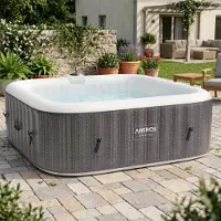 Arebos Vasca idromassaggio gonfiabile "Barcelona", 185x185 cm, interna ed esterna, con riscaldamento, 910 litri, incl. copertura, Bubble Spa & Wellness Massage 6 persone