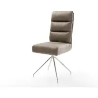 DELIFE Sedia da pranzo Pela-Flex in microfibra color taupe, struttura a croce vintage con gambe coniche in acciaio inossidabile e seduta con molle insacchettate