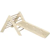 Tryco Triangolo da arrampicata in legno con scivolo – Giocattolo Montessori per lo sviluppo della motricità.