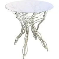 Casa Padrino Luxury Art Nouveau Table Grey Ø 60 x H. 75 cm - Tavolo da giardino in ferro battuto forgiato a mano con piano in vetro - Luxury Art Nouveau Garden & Dining Room Furniture