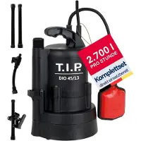 T.I.P. Tauchpumpe - Regenfasspumpe (2.700 l/h Fördermenge, mit Durchflussmengenregler, 13 m Förderhöhe, 1,3 bar Druck, Befestigungsklammer, Teleskoprohr mit 3 Steigrohrlemente) DIO 45/13 flex, 30263