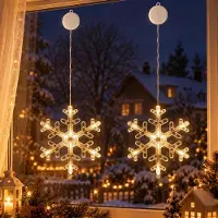 Lapamax 2-pack LED finestra fata luci con gancio di aspirazione a batteria decorazione di Natale festa decorazione, fiocco di neve