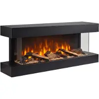 Xaralyn Caminetto elettrico da parete - Disegno 90SB - legno nero - 1400 Watt di riscaldamento - con telecomando - caminetto elettrico a 3 lati - caminetto decorativo