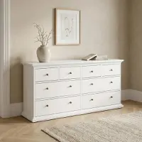 Giga Paris, Bianco, 8 cassetti, Fibre di legno ad alta densità (HDF), Monocolore, Rettangolare, 18 mm