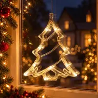 Lapamax Luce a LED per finestre con ventosa, catena di luci da appendere per finestre, decorazioni natalizie per finestre, alimentata a batteria, decorazione per albero di Natale