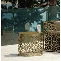 Casa Padrino tavolo da giardino oro Ø 60 x h. 50 cm - tavolo rotondo in alluminio fatto a mano - tavolo da giardino - tavolo da patio - mobili per hotel - qualità