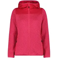 CMP Women's Jacquard Knit Jacket Fix Hood Giacca in pile Donna (46, rosso/fuchsia)
