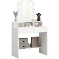 Rebiko Toilette Da Trucco Con Specchio Led Per Make-Up Cosmetica Moderna Loft 80 Cm