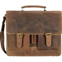 Greenburry Vintage Valigetta Vera Pelle 40 cm Vano porta PC marrone