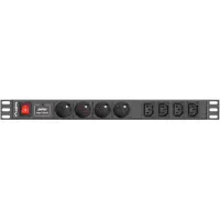 Lanberg PDU-04E04I-0200-BK power distribution unit (PDU) 4 AC outlet(s) 1U Black