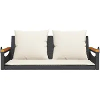 vidaXL Panca sospesa con cuscini Nero 109x62x40 cm Poly Rattan