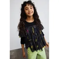 Desigual , MAGLIETTA CON STAMPA FLOREALE, Cotone, Nero, 5/6