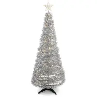 Spetebo Albero di Natale pop-up con illuminazione a LED - argento / 150 cm - con 120 luci fiabesche a LED integrate