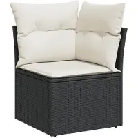 vidaXL Set di divani da giardino 7 pezzi con cuscini in polirattan nero
